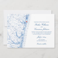 Avon-by-the-sea NJ Map Elegant Navy Blue Wedding