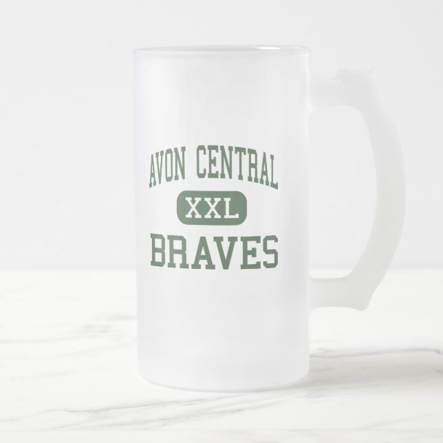 Avon Central - Braves - High - Avon New York Frosted Glass Beer Mug (Right)