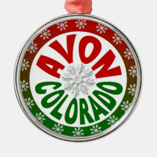 Avon Colorado red green snowflake ornament