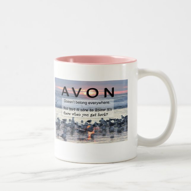 AVON Pink Ringed Coffee Mug (Right)