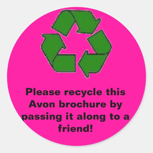 Avon:  Please recycle brochure Classic Round Sticker (Front)