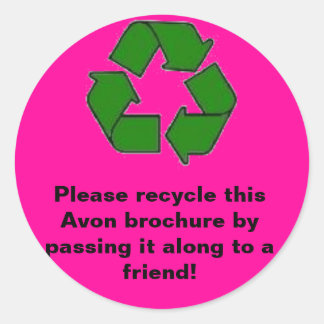 Avon:  Please recycle brochure Classic Round Sticker