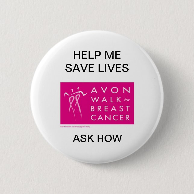 avon-walk-against-breast-cancer 6 cm round badge (Front)