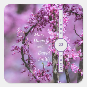 Avondale Redbud Art Wedding Square Sticker