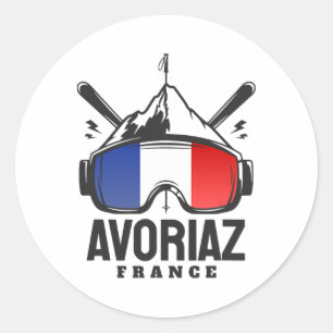 Avoriaz France Ski Resort Retro Skiing Classic Round Sticker