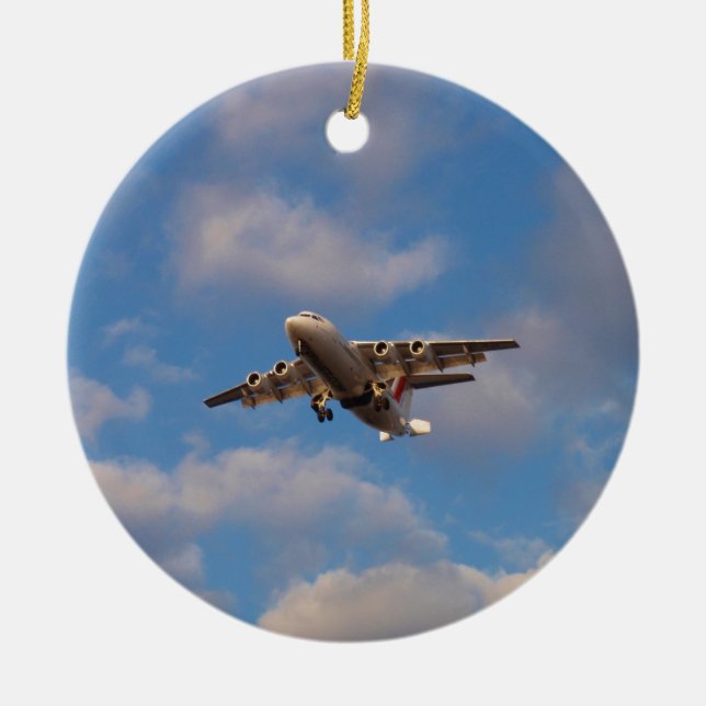 Avro RJ85 Jet Landing Ceramic Tree Decoration (Front)