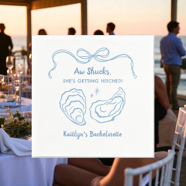 Aw Shuck Oyster Coastal Bachelorette Party Napkin (Creator Uploaded)