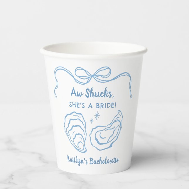 Aw Shuck Oyster Coastal Bachelorette Party Paper Cups (Front)