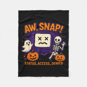 Aw snap spooky ghost skeleton pumpkin error fleece blanket