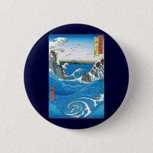 Awa Province, Naruto Whirlpools by Ando Hiroshige 6 Cm Round Badge