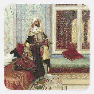 Awaiting an Audience (oil on panel) Square Sticker