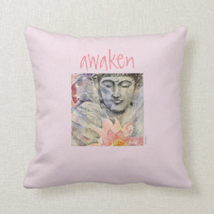 Awaken Bliss Buddha Watercolor Art Pillow