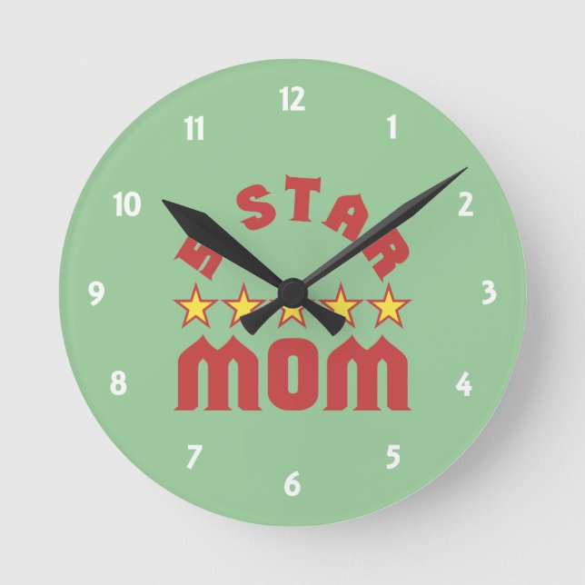 Award 5 Star Mum Round Clock (Front)