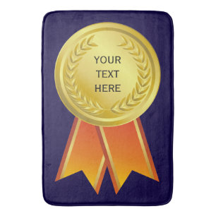 AWARD RIBBON gold I + your backgr. & text Bath Mat