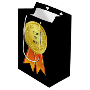 AWARD RIBBON gold I + your backgr. & text Medium Gift Bag