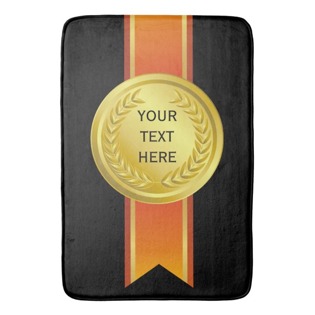 AWARD RIBBON gold II + your backgr. & text Bath Mat (Front Vertical)