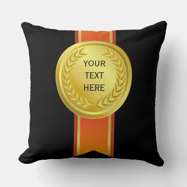 AWARD RIBBON gold II + your backgr. & text Cushion (Front)