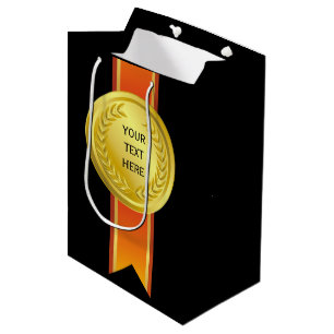AWARD RIBBON gold II + your backgr. & text Medium Gift Bag