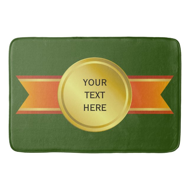 AWARD RIBBON gold III + your backgr. & text Bath Mat (Front)
