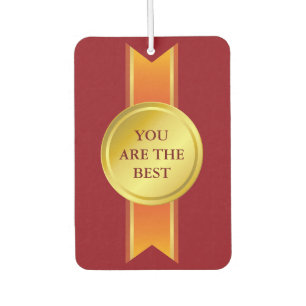 AWARD RIBBON gold III + your backgr. & text Car Air Freshener