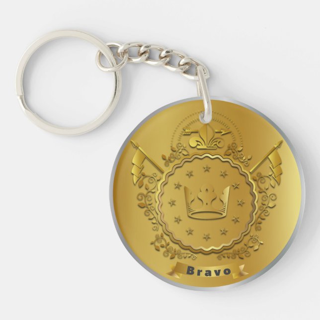 Award Winner Gold Silver Award Personalised NAME Key Ring (Front)