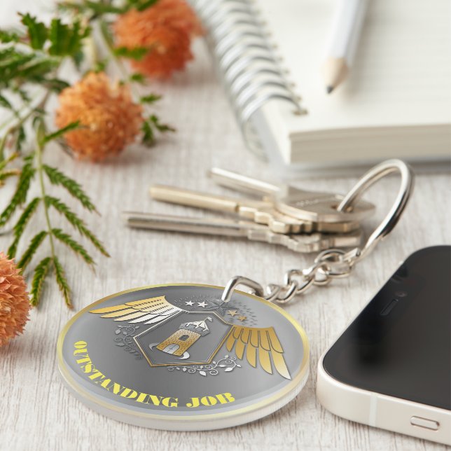 Award Winner Gold Silver Award Personalised NAME Key Ring (Front Right)