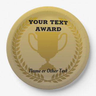 Award Winner Gold Wreath and Trophy Cup Paper Plate