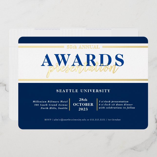 AWARDS DINNER modern event simple navy blue gold (Envelope)