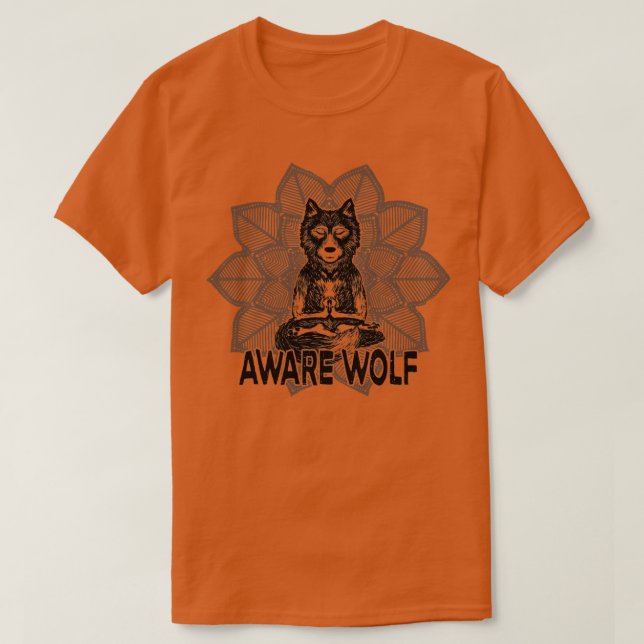 Aware Wolf Meditating Werewolf Mandala T-Shirt (Design Front)