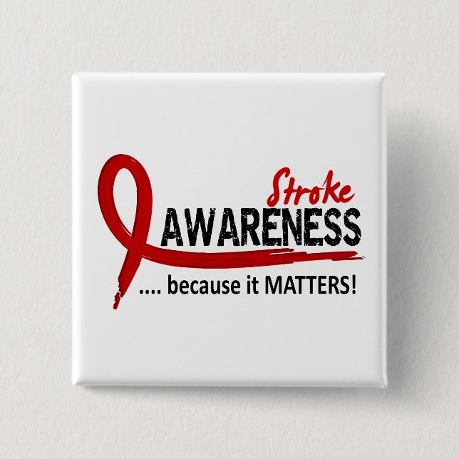 Awareness 2 Stroke 15 Cm Square Badge (Front)