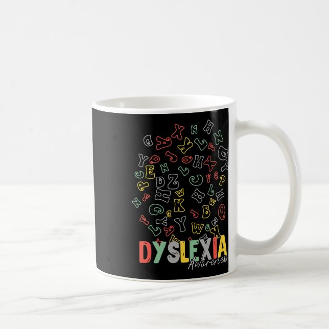 Awareness Alphabet Rainbow Silver Ribbon Retro  Coffee Mug (Right)