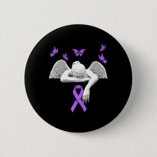 Awareness Angel Purple Ribbon Butterfly 6 Cm Round Badge