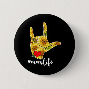 Awareness Asl Sign Language Sunflower I Love You M 6 Cm Round Badge