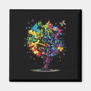 Awareness Autism Puzzle Pieces Colourful Tree Neur Magnet