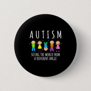 Awareness autism seeing the world from a different 6 cm round badge