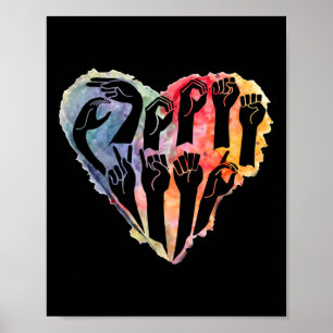 Awareness Be Kind Asl Heart Anti Bullying Poster