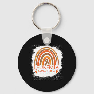 Awareness Bleached Rainbow Orange Ribbon Men  Key Ring