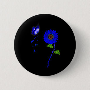 Awareness Blue Butterfly Sunflower Ribbon 6 Cm Round Badge
