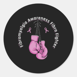 Awareness Boxing Gloves Fibro fighter  Classic Round Sticker