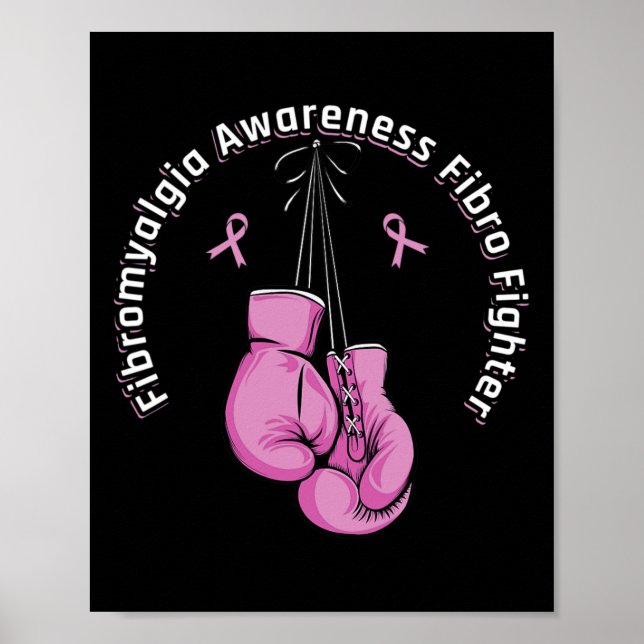 Awareness Boxing Gloves Fibro fighter  Poster (Front)