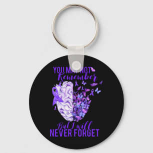 Awareness Brain Purple Ribbon You May Not Remember Key Ring
