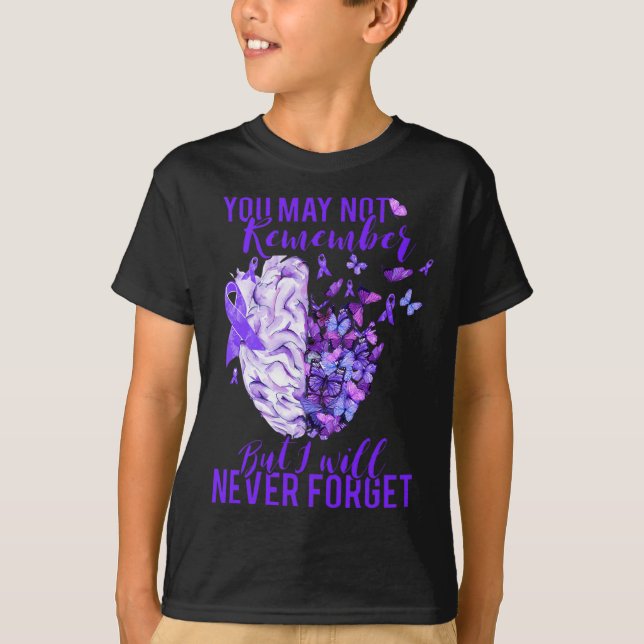 Awareness Brain Purple Ribbon You May Not Remember T-Shirt (Front)