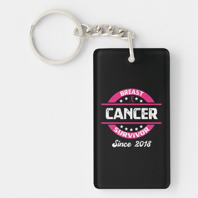 Awareness Breast Cancer Survivor Since 2018 Key Ring (Front)