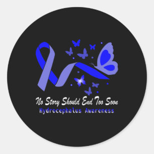 Awareness Butterflies Support Blue Ribbon Classic Round Sticker