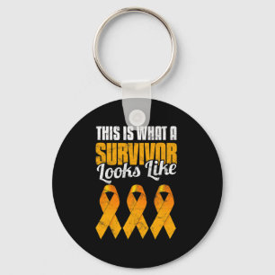 Awareness Cancer Survivor Orange Ribbon Key Ring