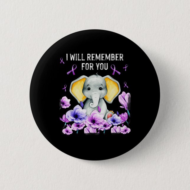 Awareness Cute Elephant I Will Remember For You 1  6 Cm Round Badge (Front)