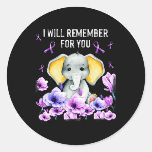 Awareness Cute Elephant I Will Remember For You 1 Classic Round Sticker