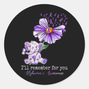 Awareness Cute Elephant I Will Remember For You 2 Classic Round Sticker