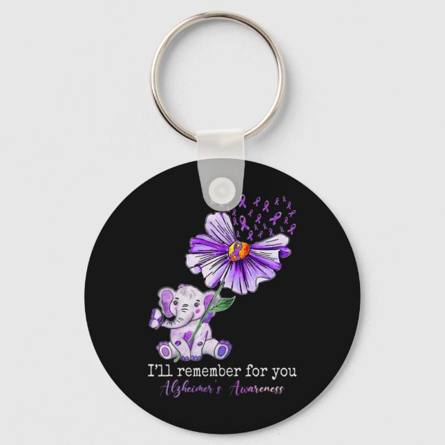 Awareness Cute Elephant I Will Remember For You 2  Key Ring (Front)
