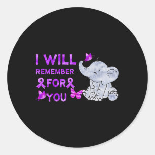 Awareness Cute Elephant I Will Remember For You 3  Classic Round Sticker